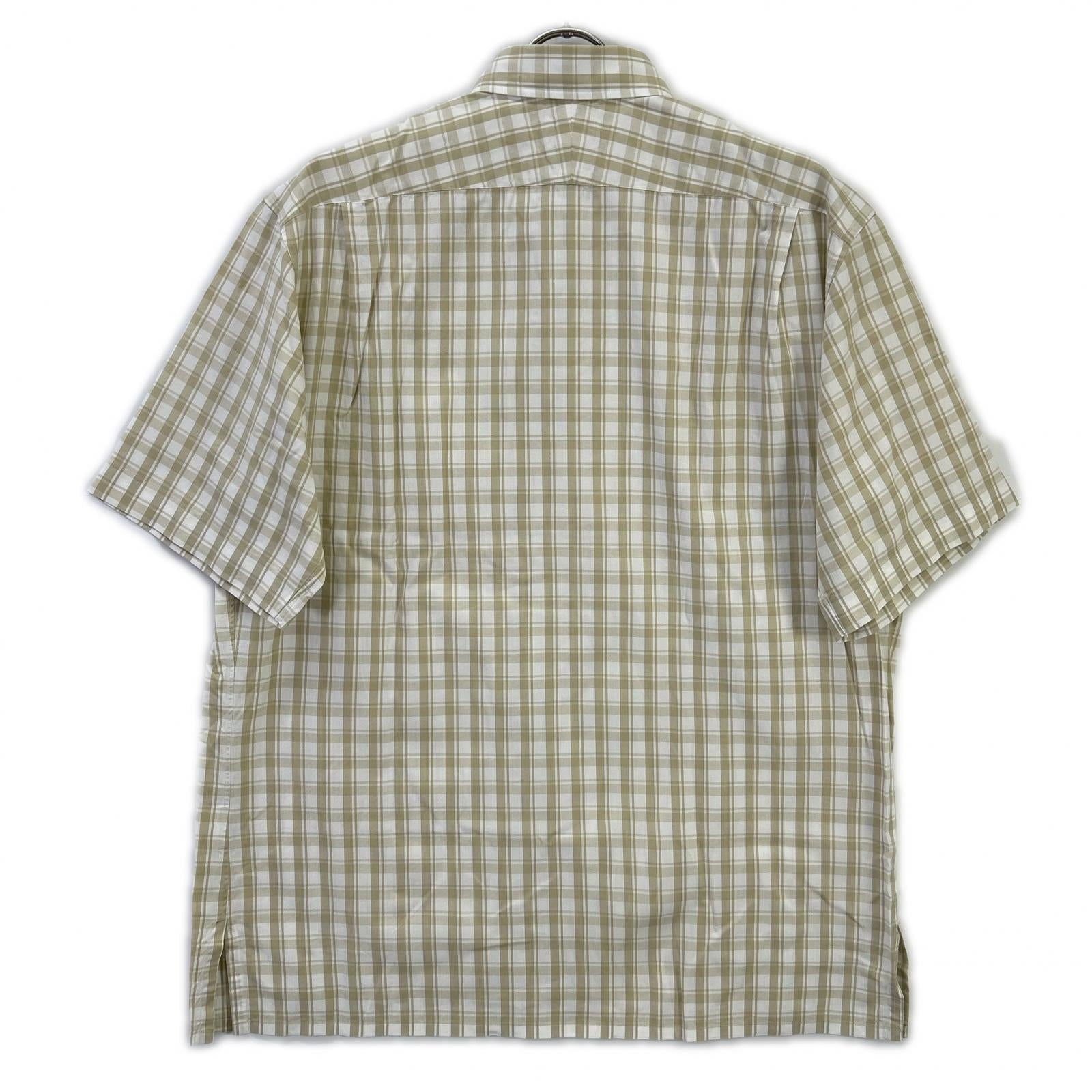HERMES エルメス ベージュ チェック コットン 半袖シャツ トップス