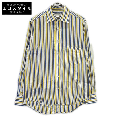 Loro Piana ロロピアーナ イエロー×ネイビー コットン ストライプ 長袖シャツ トップス