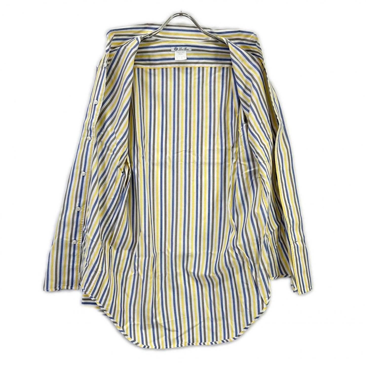 Loro Piana ロロピアーナ イエロー×ネイビー コットン ストライプ 長袖シャツ トップス