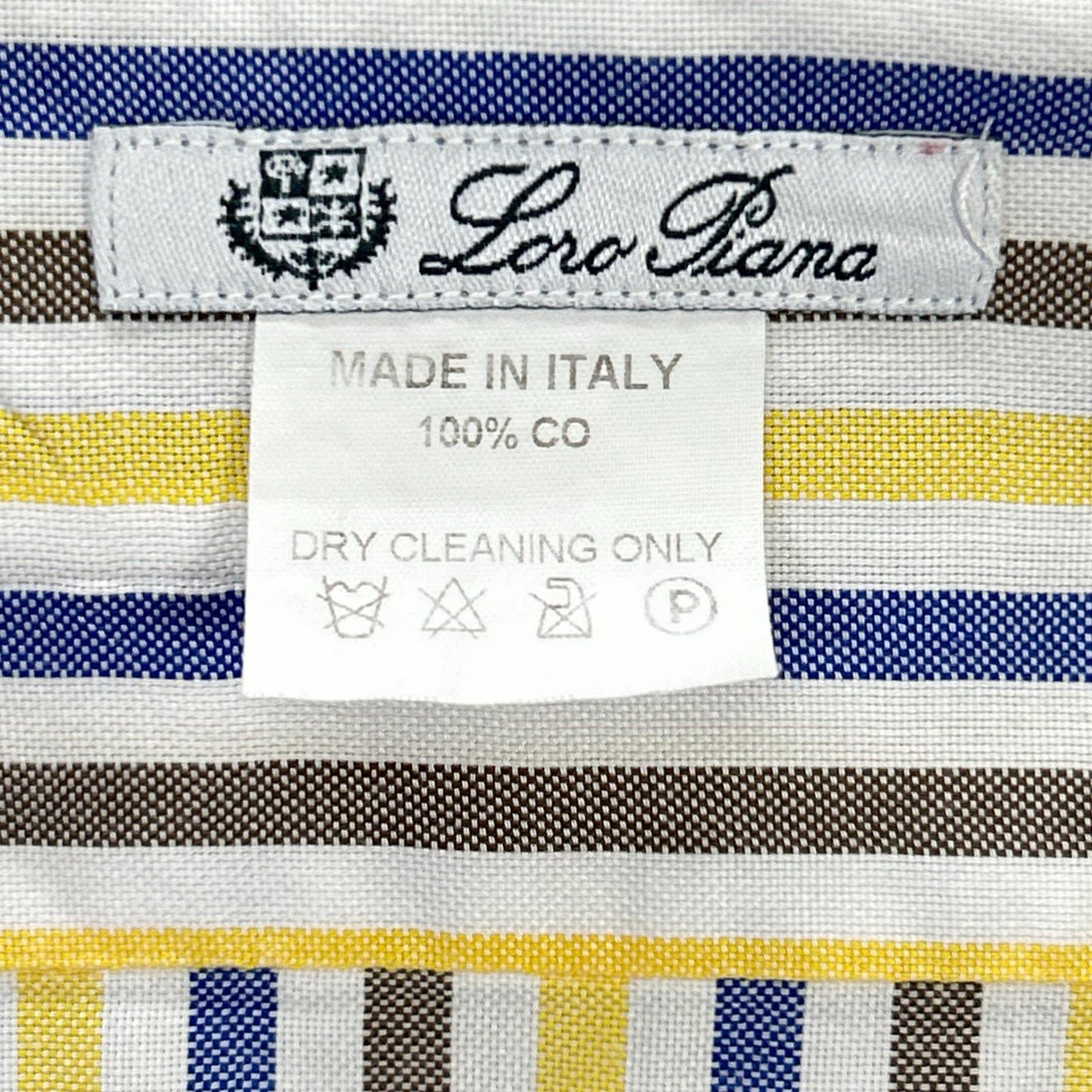 Loro Piana ロロピアーナ イエロー×ネイビー コットン ストライプ 長袖シャツ トップス