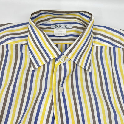 Loro Piana ロロピアーナ イエロー×ネイビー コットン ストライプ 長袖シャツ トップス