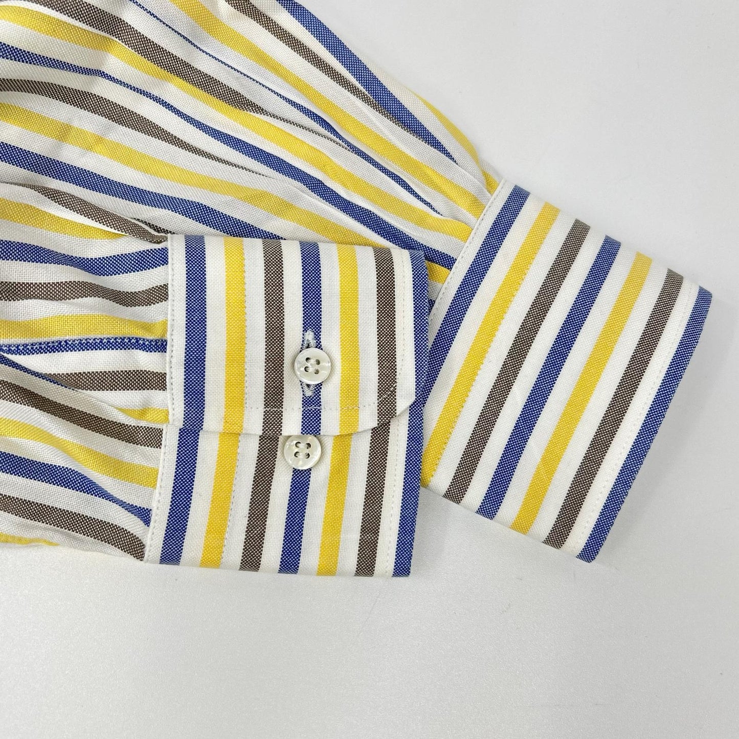 Loro Piana ロロピアーナ イエロー×ネイビー コットン ストライプ 長袖シャツ トップス