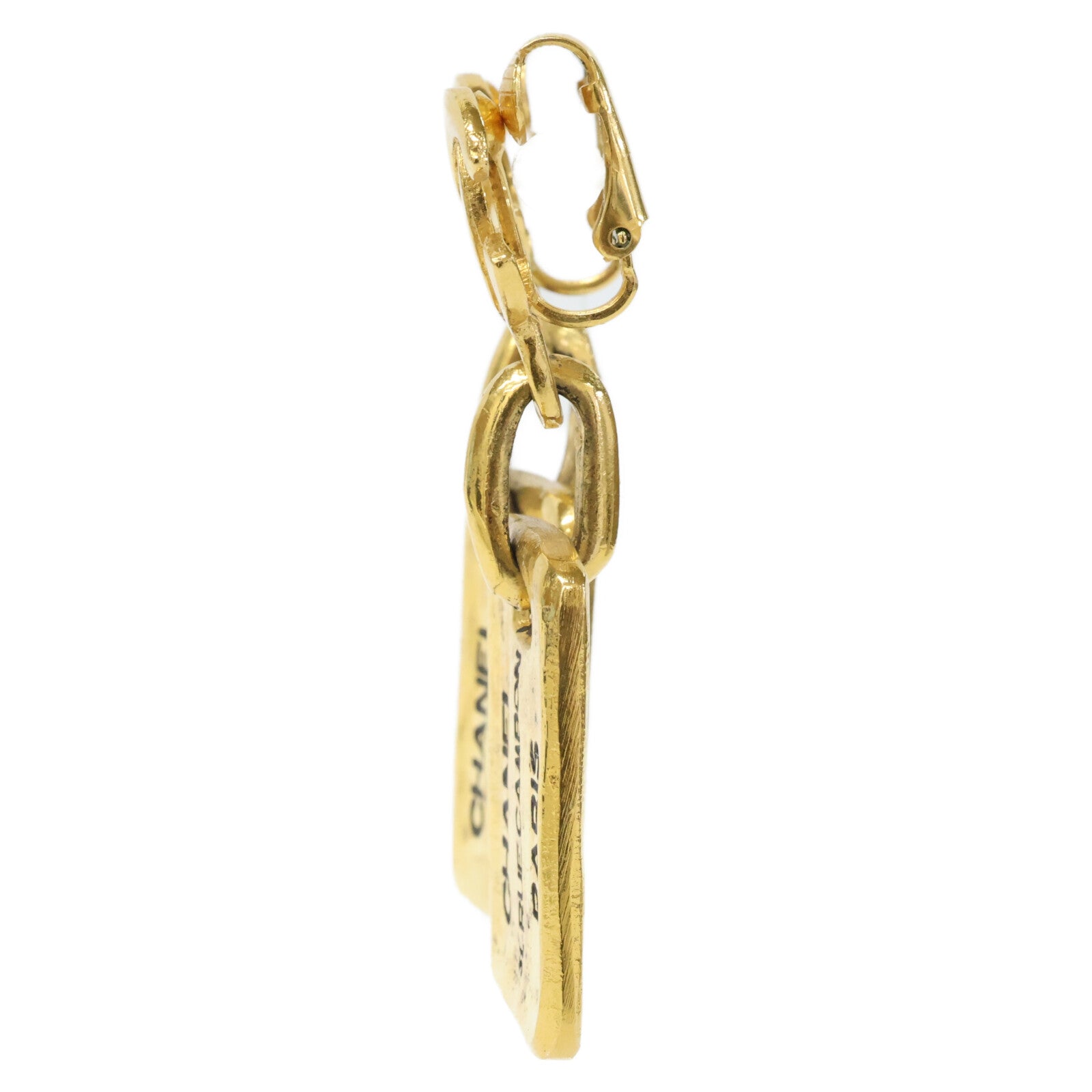 CHANEL Chanel CC Cambon plaque earrings