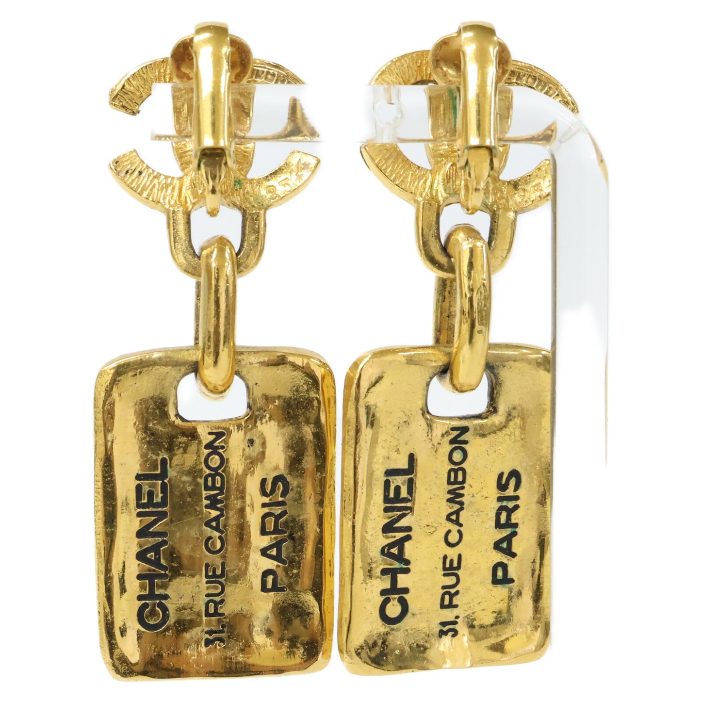CHANEL Chanel CC Cambon plaque earrings