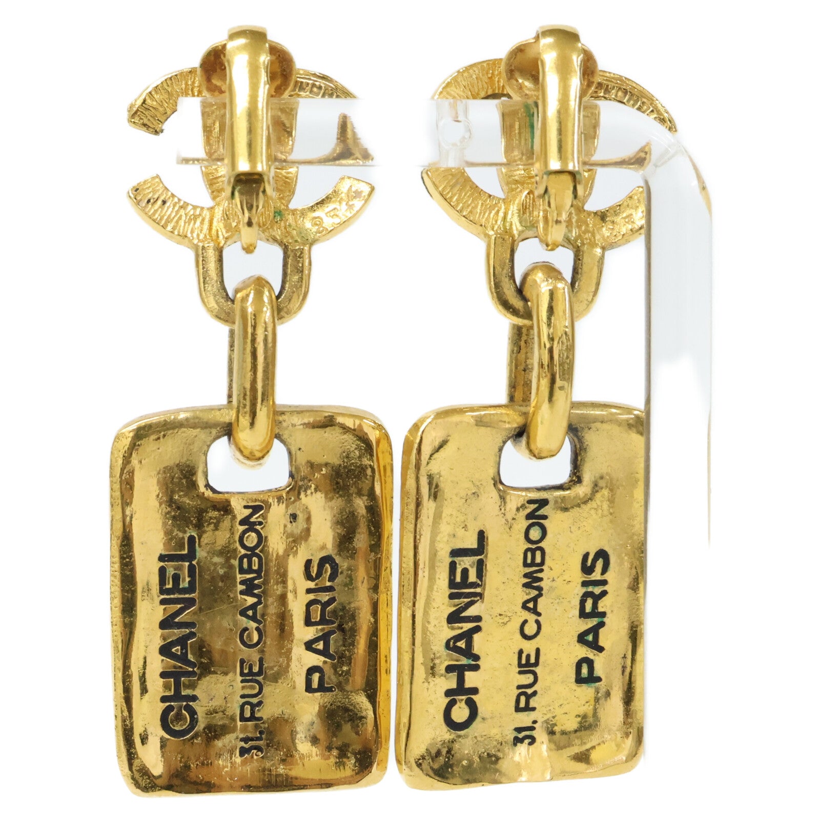 CHANEL Chanel CC Cambon plaque earrings