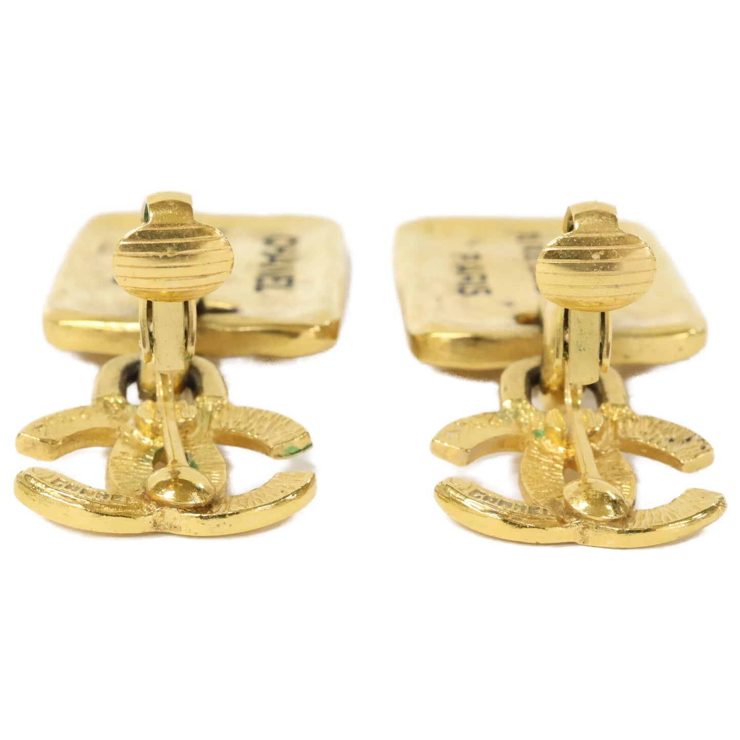 CHANEL Chanel CC Cambon plaque earrings