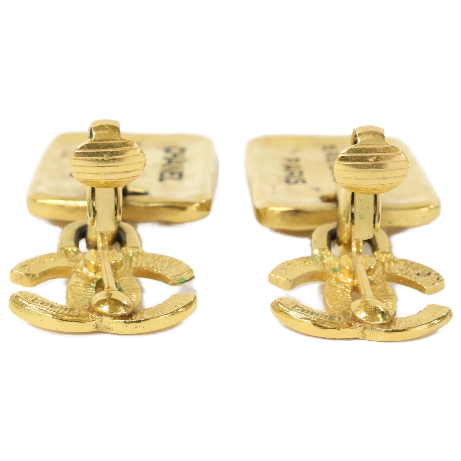 CHANEL Chanel CC Cambon plaque earrings