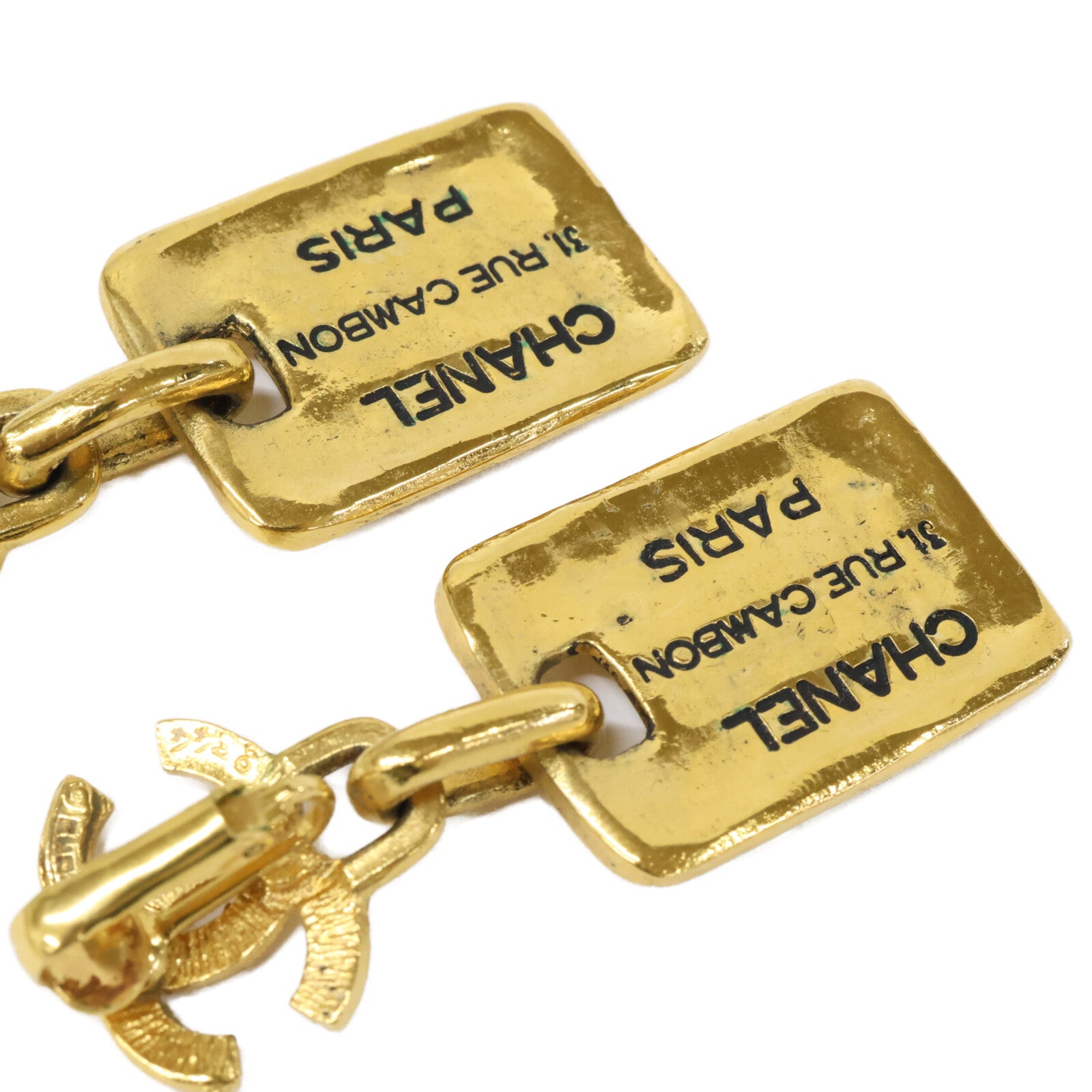 CHANEL Chanel CC Cambon plaque earrings
