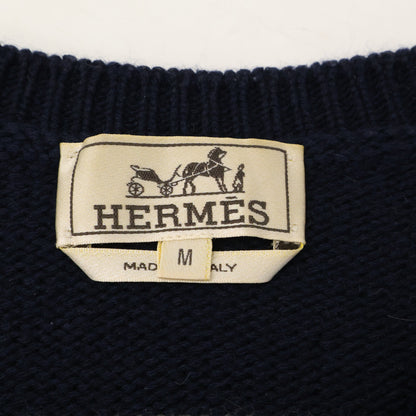 HERMES エルメス ネイビー バイカラー カシミヤコットン セーター トップス