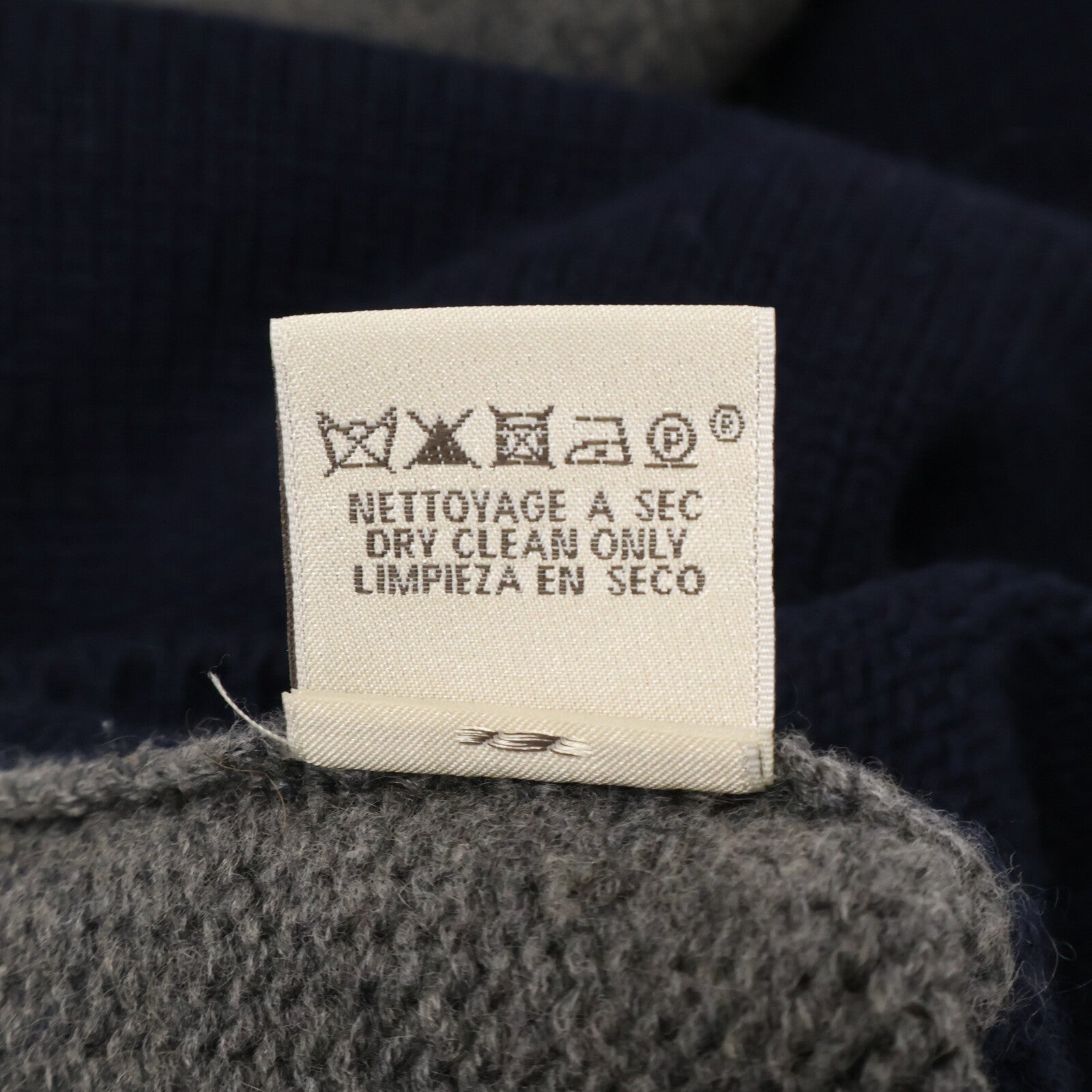 HERMES エルメス ネイビー バイカラー カシミヤコットン セーター トップス