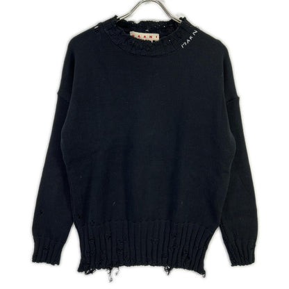 MARNI マルニ 22AW GCMG0210A0UFC652 ブラック コットン ツイスト クルーネック セーター トップス