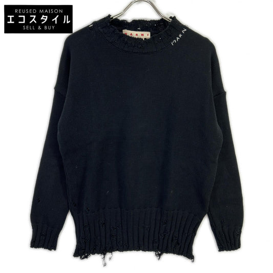 MARNI マルニ 22AW GCMG0210A0UFC652 ブラック コットン ツイスト クルーネック セーター トップス