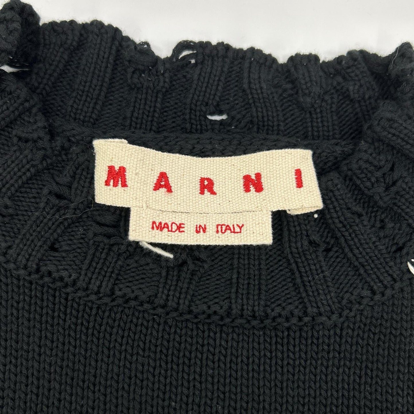 MARNI マルニ 22AW GCMG0210A0UFC652 ブラック コットン ツイスト クルーネック セーター トップス