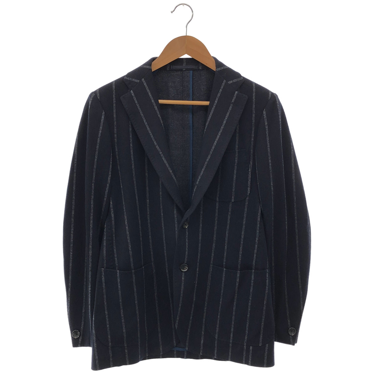 RING JACKET RT052F08X Navy wool-cotton 3-button jersey jacket, top