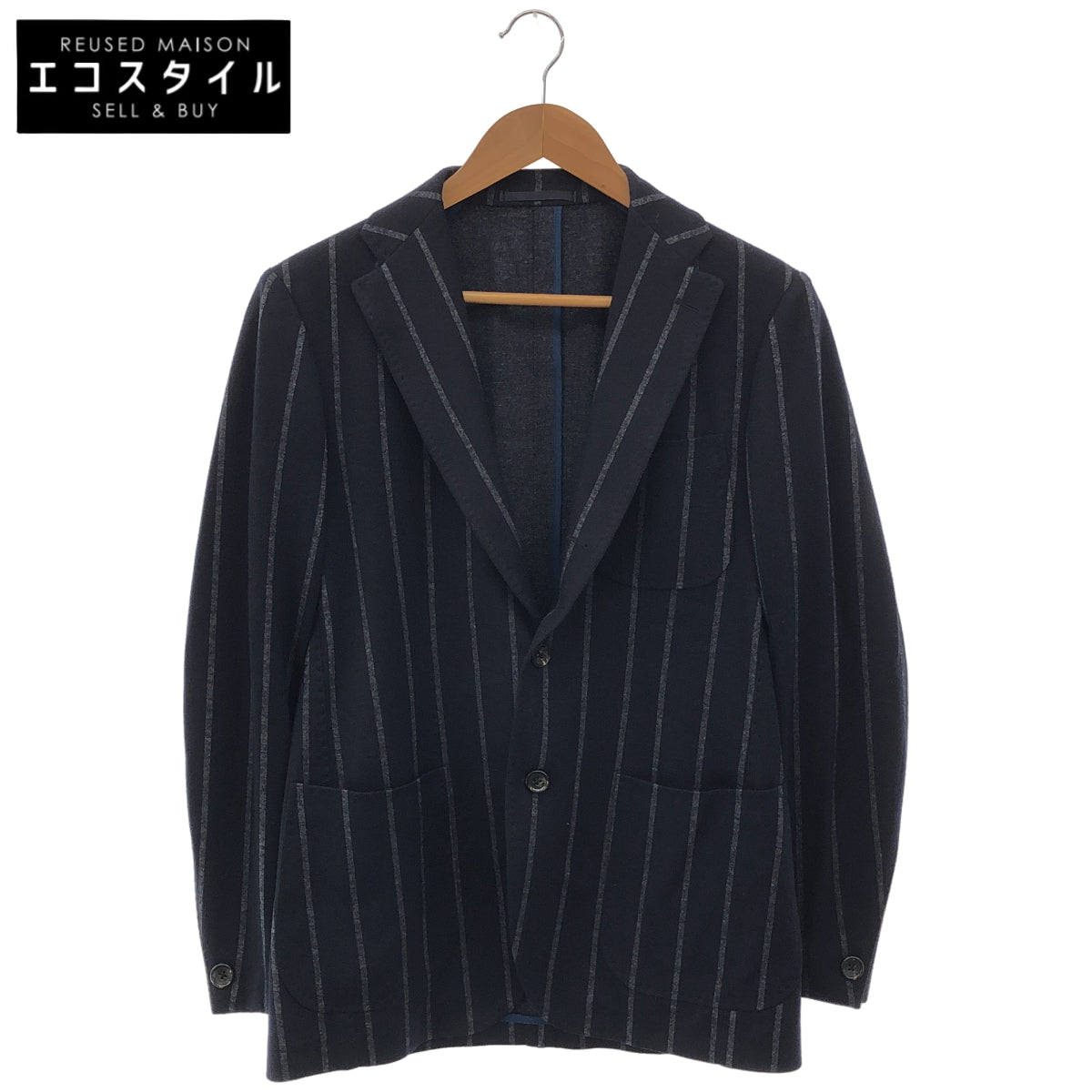 RING JACKET RT052F08X Navy wool-cotton 3-button jersey jacket, top