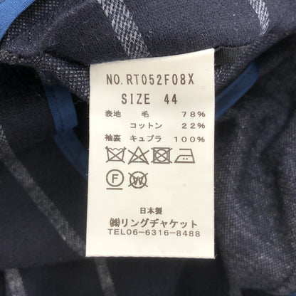 RING JACKET RT052F08X Navy wool-cotton 3-button jersey jacket, top