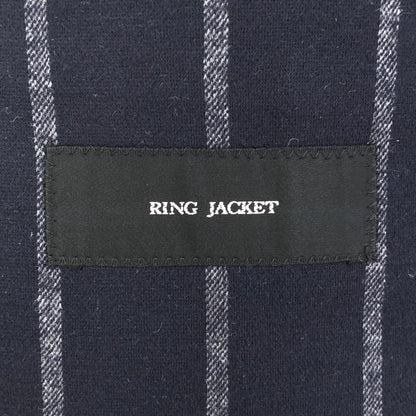 RING JACKET RT052F08X Navy wool-cotton 3-button jersey jacket, top