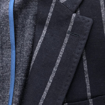 RING JACKET RT052F08X Navy wool-cotton 3-button jersey jacket, top