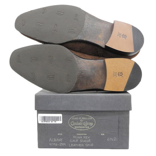 Crockett&Jones クロケット＆ジョーンズ 美品 ALBANY スエード ストレートチップ シューズ メンズ ブラウン 6 1/2 シューズ