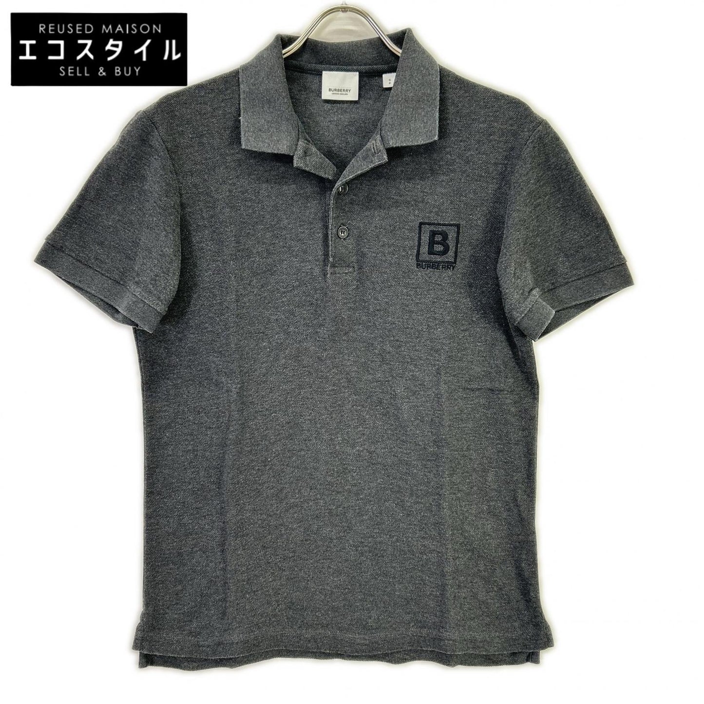 BURBERRY バーバリー 8053027 グレー レターグラフィック コットンピケ ポロシャツ トップス
