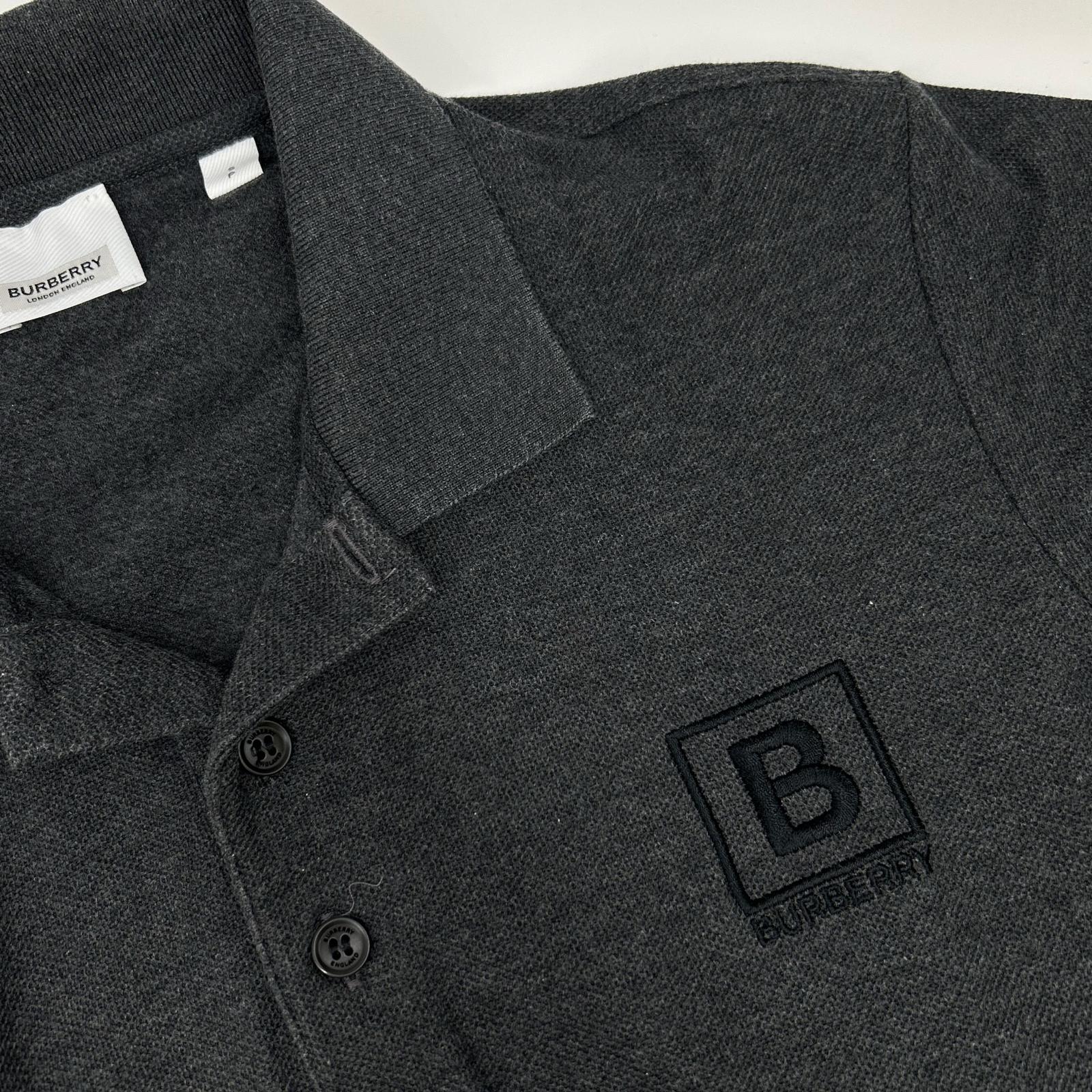 BURBERRY バーバリー 8053027 グレー レターグラフィック コットンピケ ポロシャツ トップス