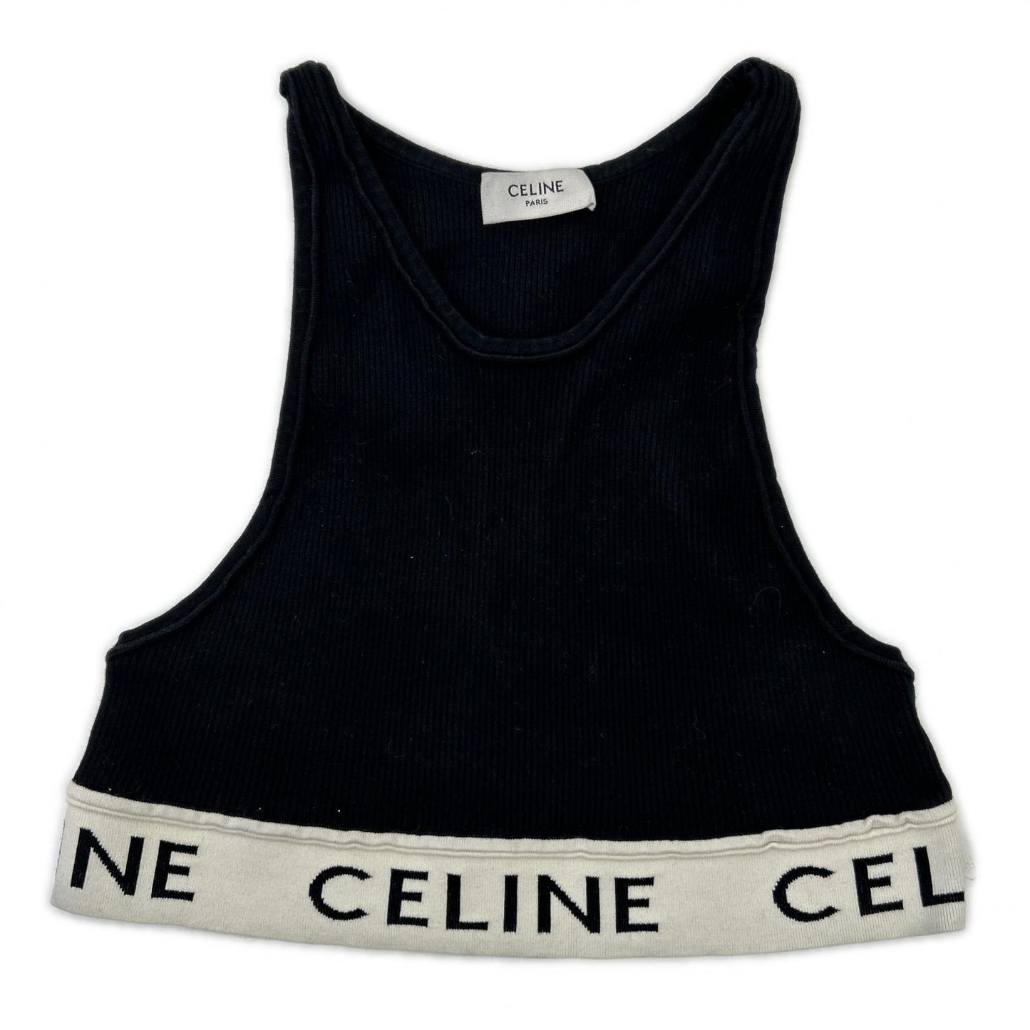 CELINE セリーヌ ブラック 2A68L372N ロゴ アスレチックニット タンクトップ トップス