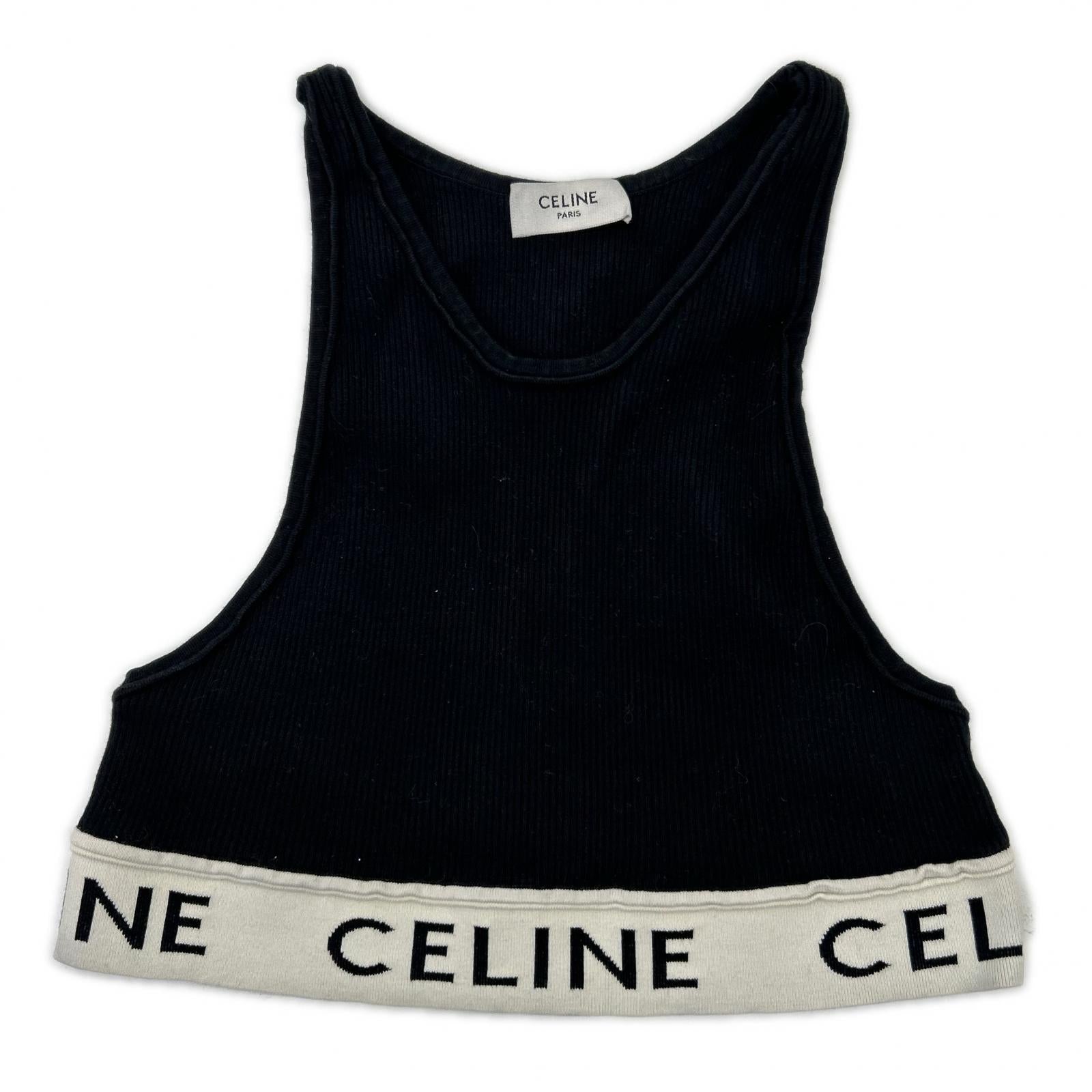 CELINE セリーヌ ブラック 2A68L372N ロゴ アスレチックニット タンクトップ トップス