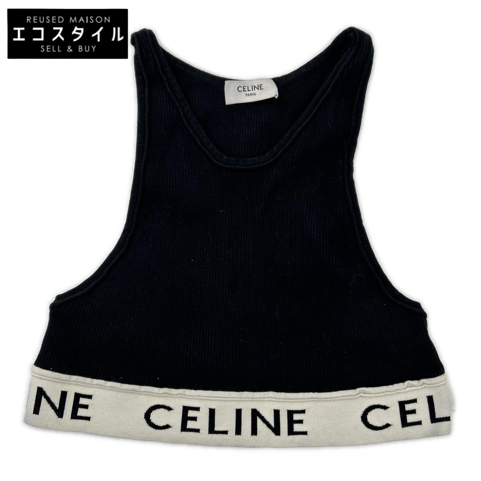 CELINE セリーヌ ブラック 2A68L372N ロゴ アスレチックニット タンクトップ トップス