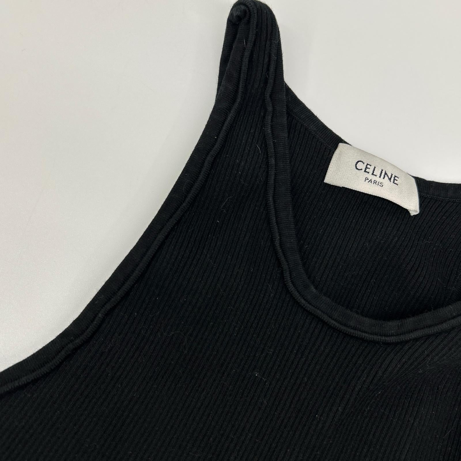 CELINE セリーヌ ブラック 2A68L372N ロゴ アスレチックニット タンクトップ トップス