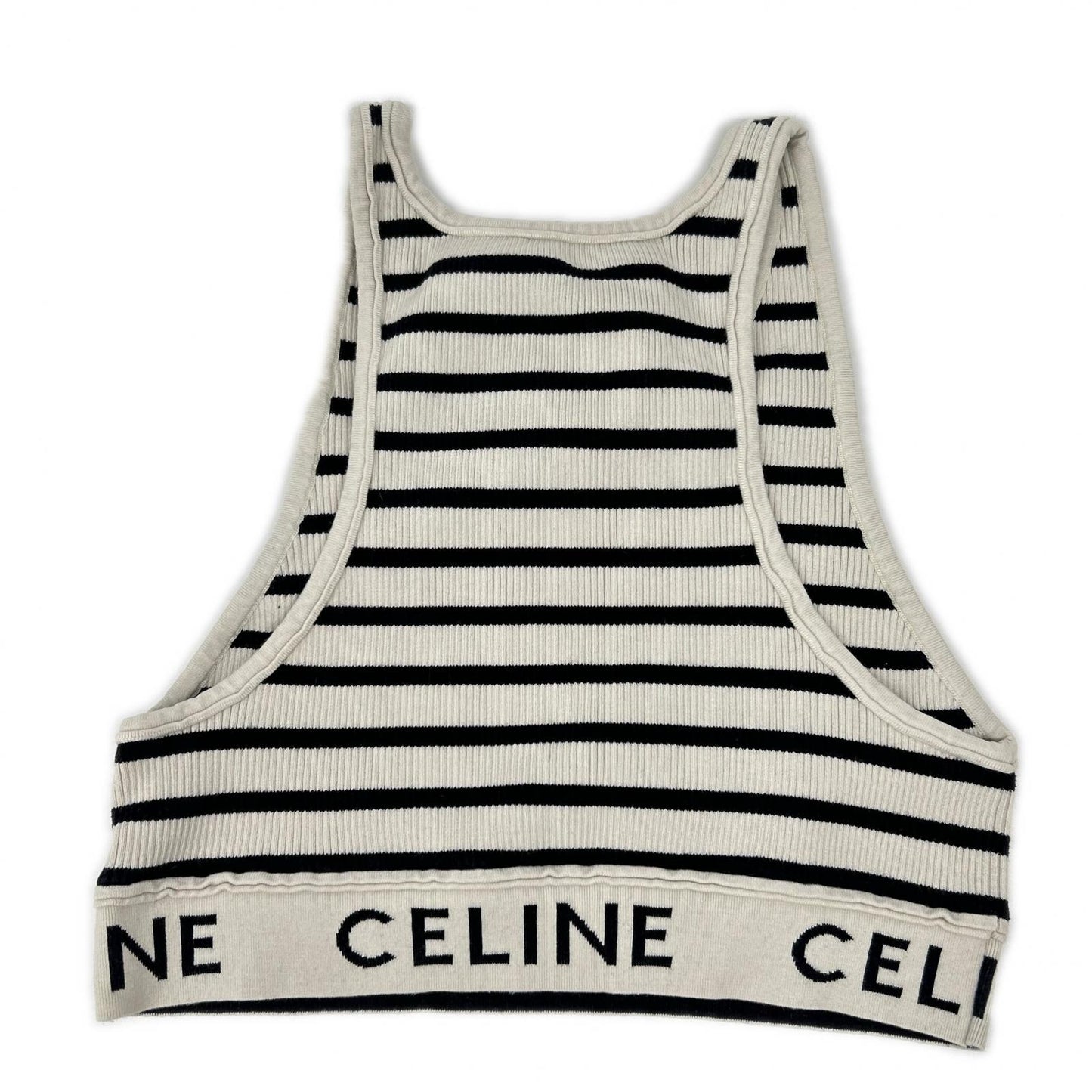 CELINE セリーヌ ブラック×アイボリー 2A220372N ロゴ アスレチックニット タンクトップ トップス