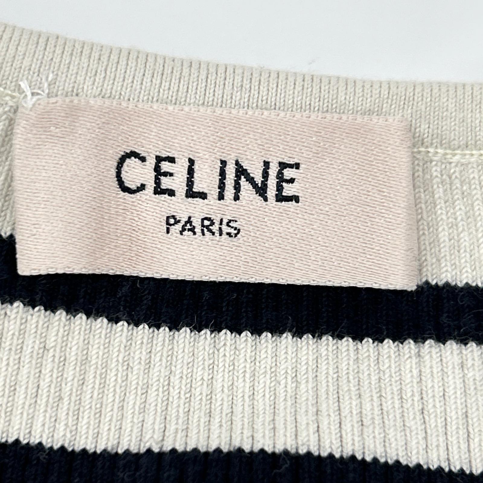 CELINE セリーヌ ブラック×アイボリー 2A220372N ロゴ アスレチックニット タンクトップ トップス
