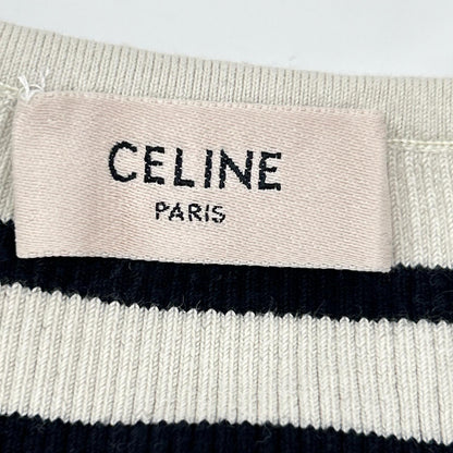 CELINE セリーヌ ブラック×アイボリー 2A220372N ロゴ アスレチックニット タンクトップ トップス