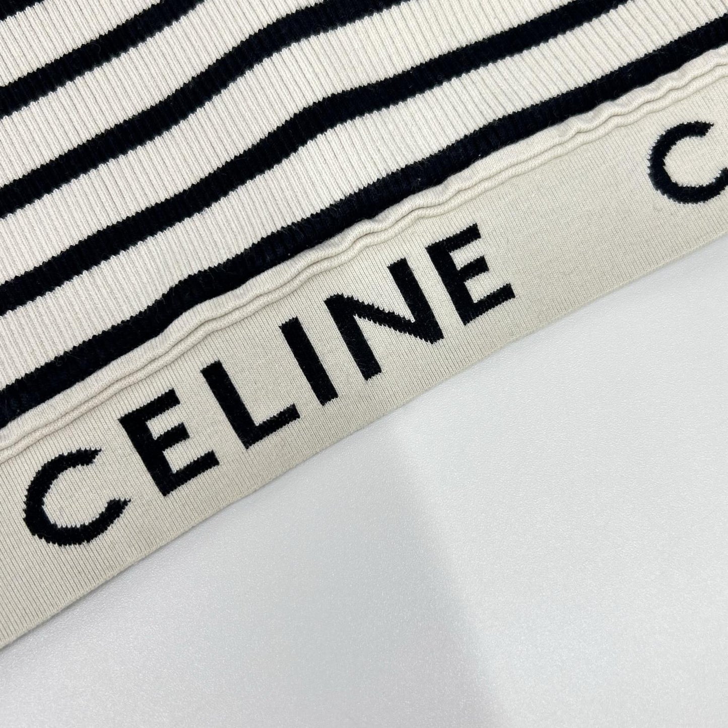 CELINE セリーヌ ブラック×アイボリー 2A220372N ロゴ アスレチックニット タンクトップ トップス