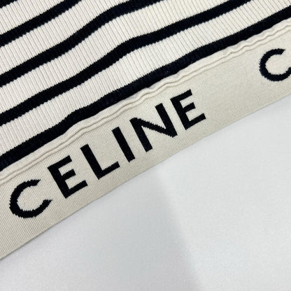 CELINE セリーヌ ブラック×アイボリー 2A220372N ロゴ アスレチックニット タンクトップ トップス