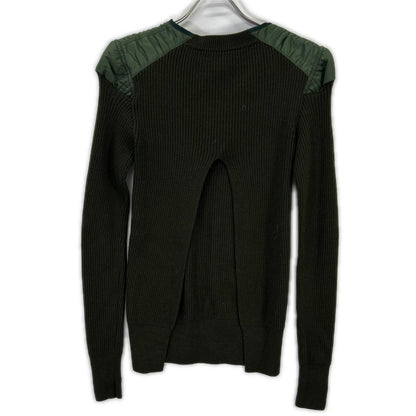 sacai サカイ 16-02724 グリーン ナイロン ドッキング ニット トップス