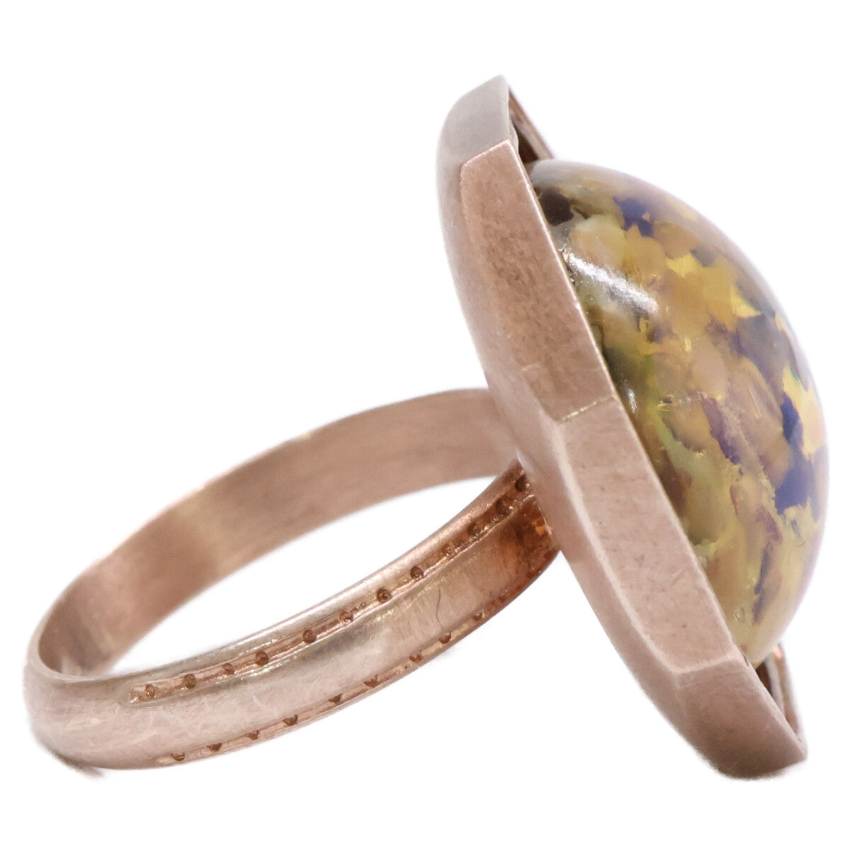 Other brand [Excellent condition] K18 rose-gold-plated vintage cabochon ring
