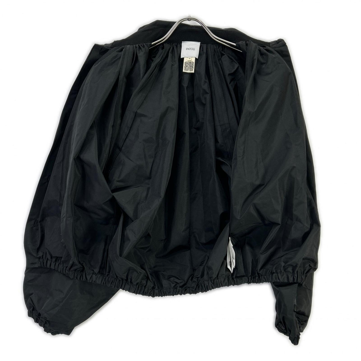 PATOU black recycled faille bubble blouse top