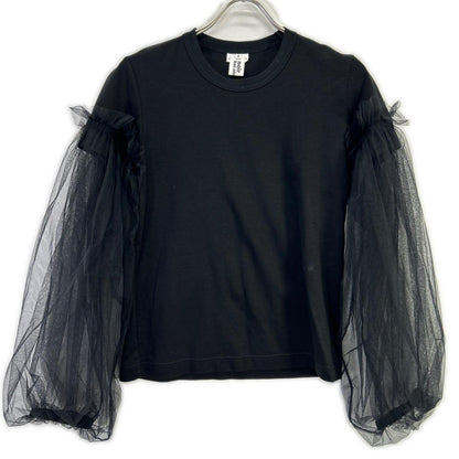 COMMEdesGARCONSNoirKeiNinomiya コムデギャルソンノワールケイニノミヤ 3E-T001 ブラック チュールスリーブ Tシャツ トップス
