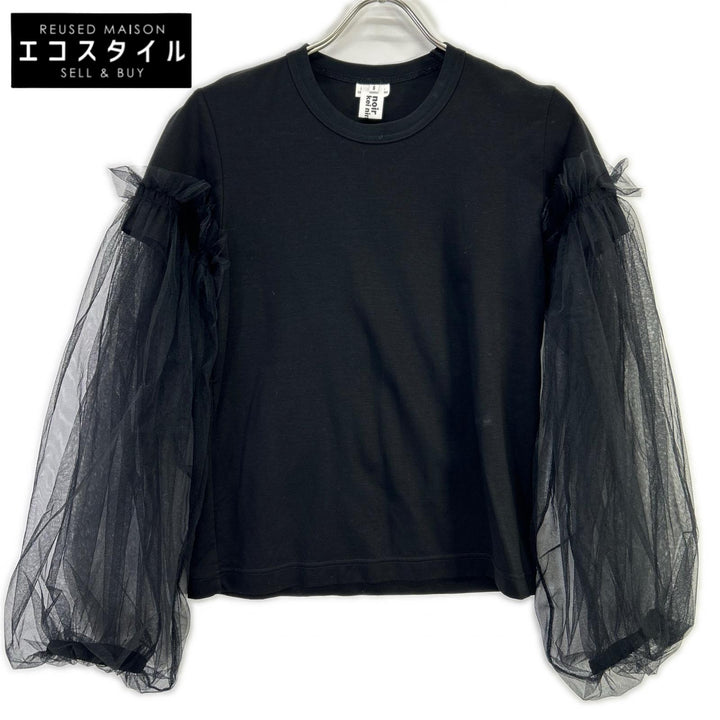 COMMEdesGARCONSNoirKeiNinomiya コムデギャルソンノワールケイニノミヤ 3E-T001 ブラック チュールスリーブ Tシャツ トップス