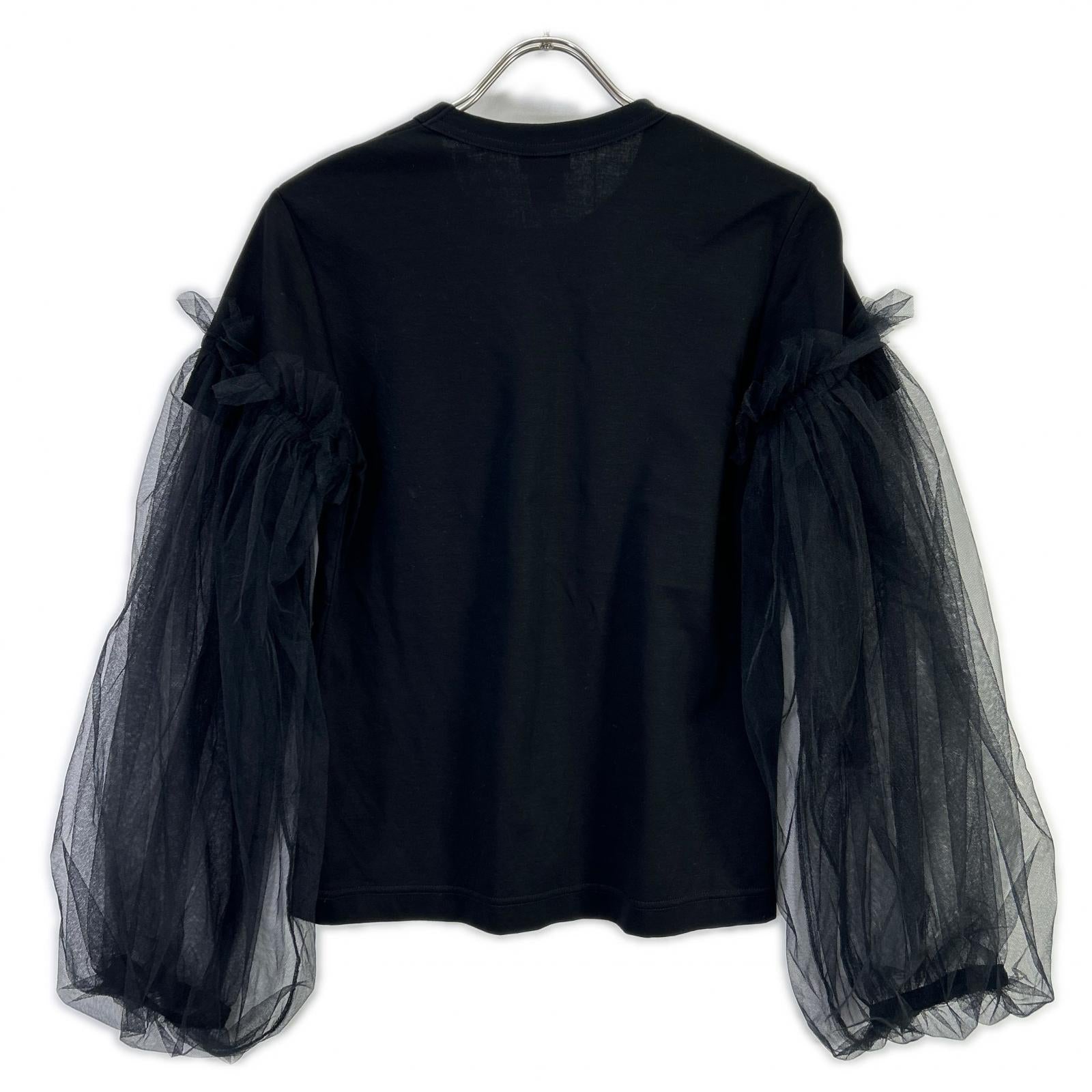 COMMEdesGARCONSNoirKeiNinomiya コムデギャルソンノワールケイニノミヤ 3E-T001 ブラック チュールスリーブ Tシャツ トップス