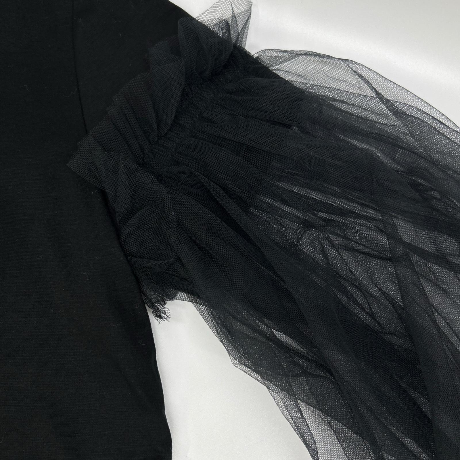 COMMEdesGARCONSNoirKeiNinomiya コムデギャルソンノワールケイニノミヤ 3E-T001 ブラック チュールスリーブ Tシャツ トップス