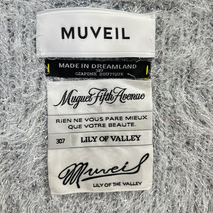 MUVEIL ミュベール 25AW MA253KCD005 シルバー リボン釦ラメファーカーディガン ecru ジャケット