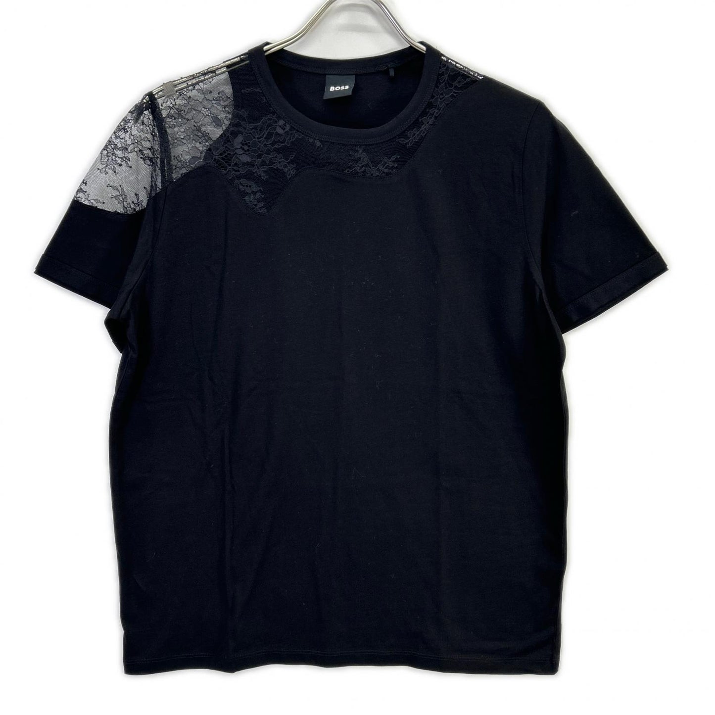 BOSS ボス 50548744 ブラック マーセライズ 加工 コットン Tシャツ トップス
