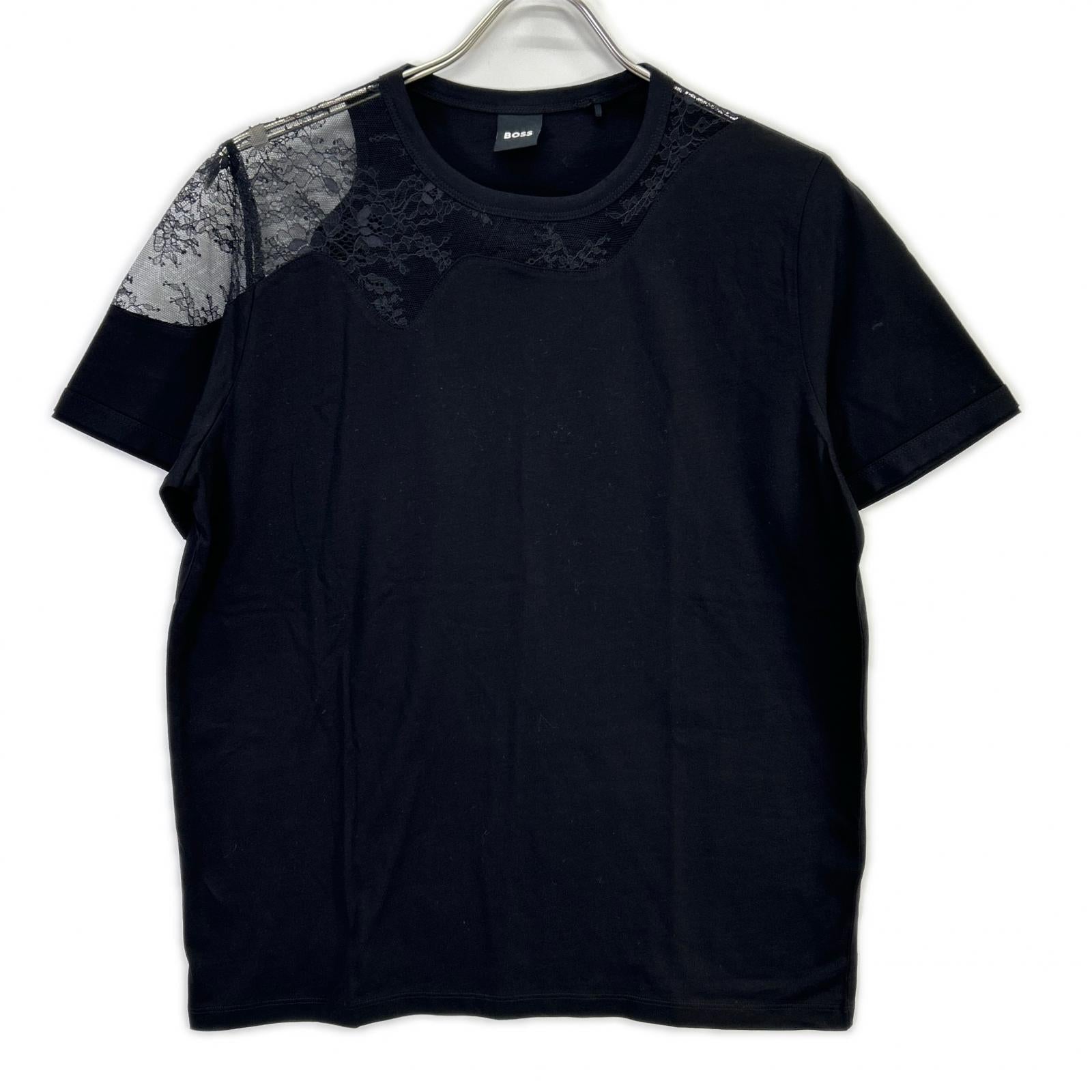 BOSS ボス 50548744 ブラック マーセライズ 加工 コットン Tシャツ トップス