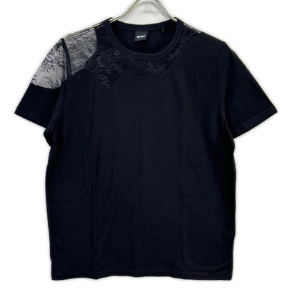 BOSS ボス 50548744 ブラック マーセライズ 加工 コットン Tシャツ トップス