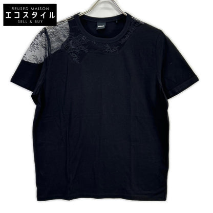 BOSS ボス 50548744 ブラック マーセライズ 加工 コットン Tシャツ トップス