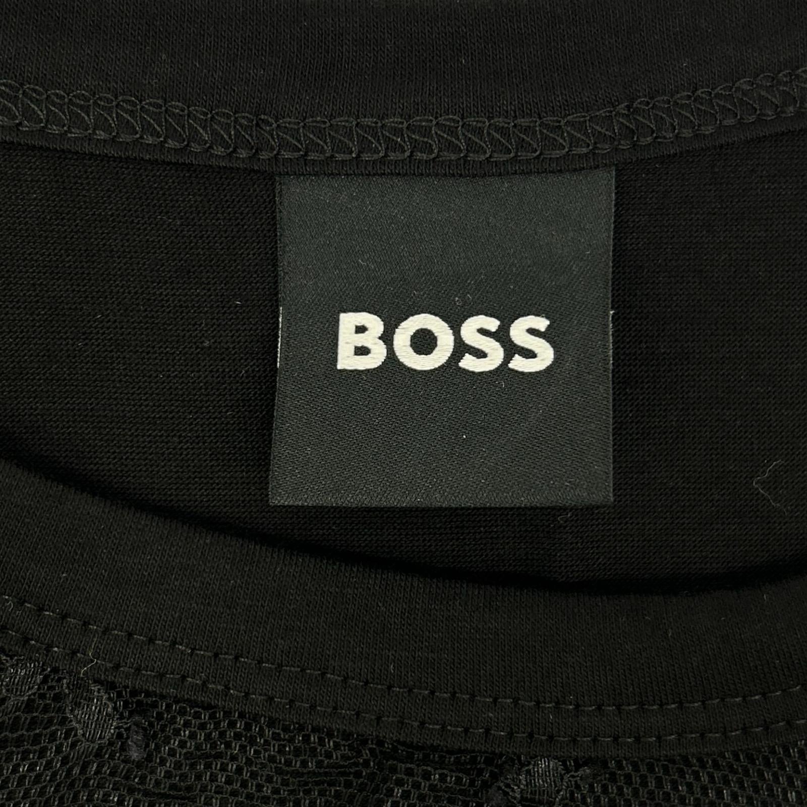BOSS ボス 50548744 ブラック マーセライズ 加工 コットン Tシャツ トップス