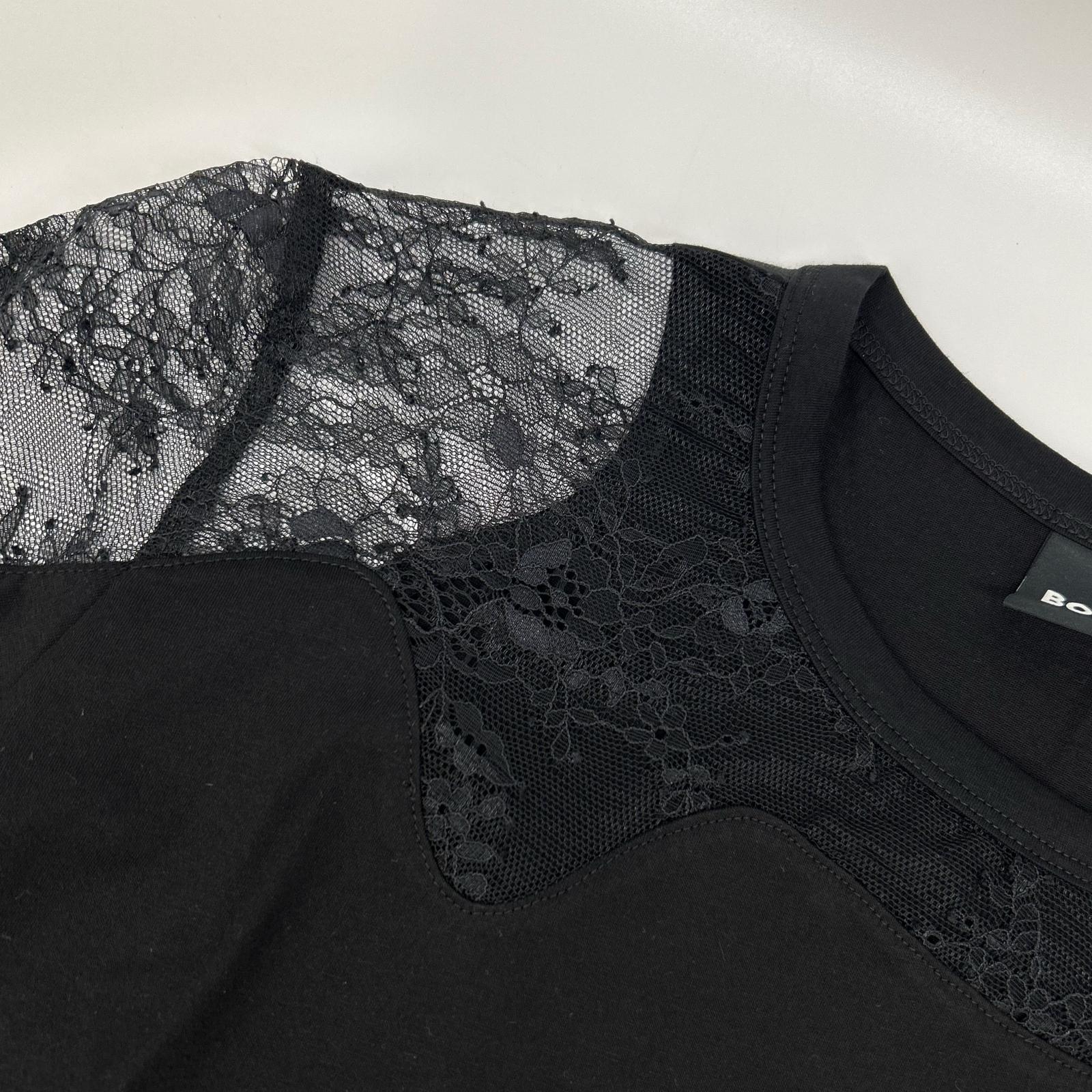 BOSS ボス 50548744 ブラック マーセライズ 加工 コットン Tシャツ トップス