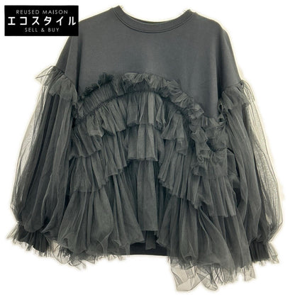 VIVIANO ヴィヴィアーノ VS-AW23-CS05 ブラック Gathered Tulle Trimmed Sweat トップス