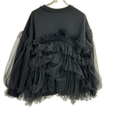 VIVIANO ヴィヴィアーノ VS-AW23-CS05 ブラック Gathered Tulle Trimmed Sweat トップス